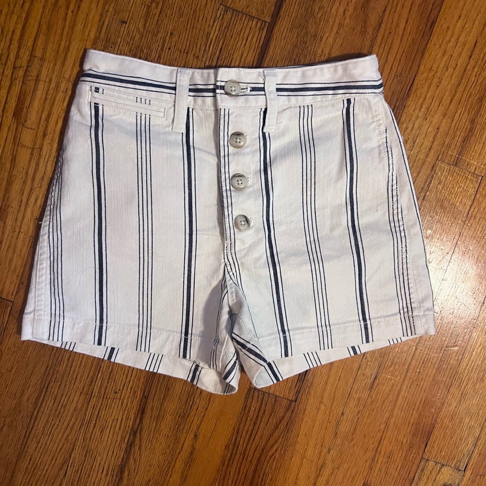 Madewell White and Blue Striped Jean Shorts - Picture 2 of 4